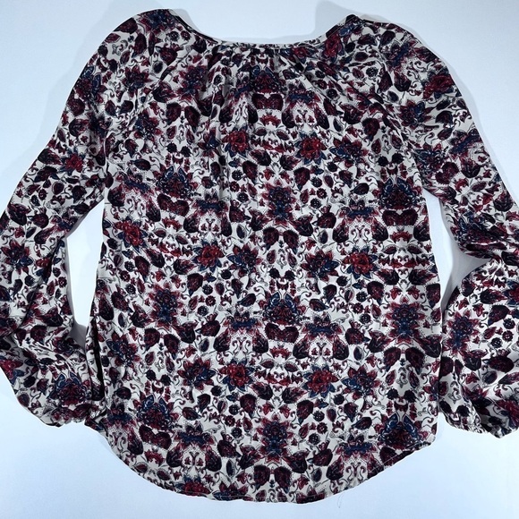 STOOSH Floral Cottagecore Blouse Peasant Boho Keyhole Tie Sz Small - Picture 6 of 10